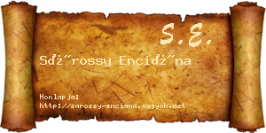 Sárossy Enciána névjegykártya